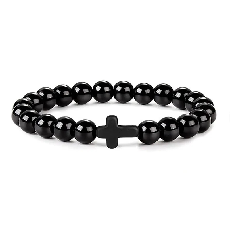 Bracelet En Perles Pour Homme En Œil De Tigre Et Obsidienne_voghion.com