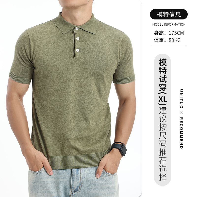 Europa y América transfronterizos algodón jersey polo hombre alto sentido de negocios casual lujo ligero revestimiento polo camisa de manga corta