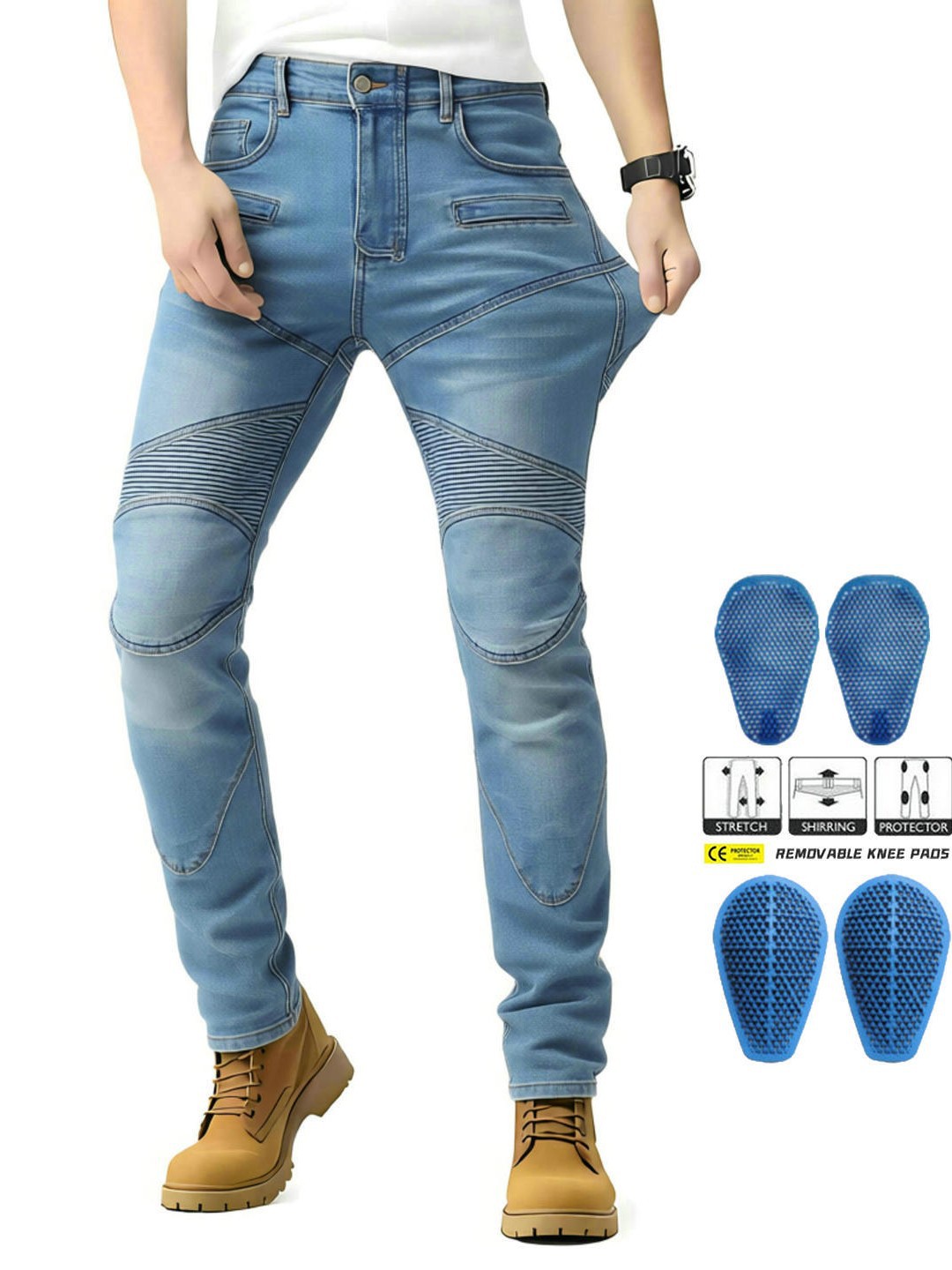 Volero motocicleta carreras casual Slim jeans anti-caída pantalones a través del país motocicleta montar pantalones silicona protección image 1