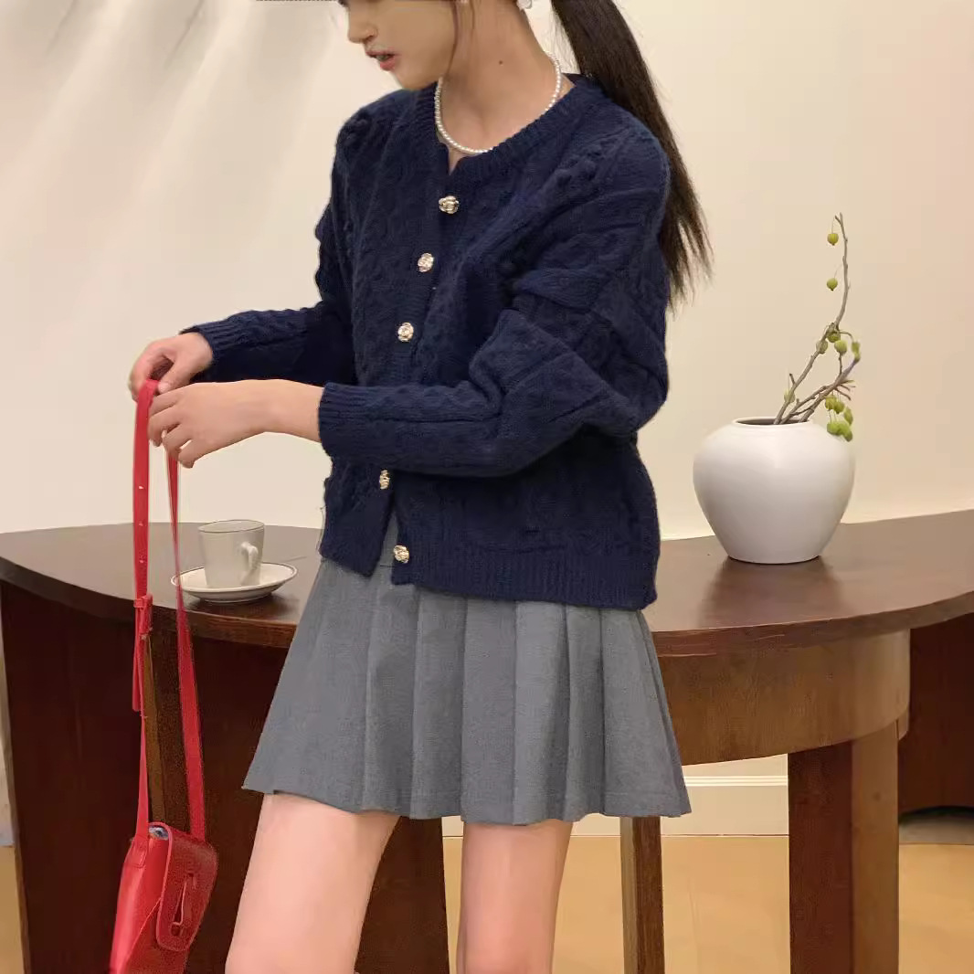 24 Dongpuyuan coreano de alta calidad industria pesada tibetana jersey cardigan de punto chaqueta de otoño y invierno