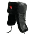 Black Leather 240g Black Velvet Red Five-Pointed Star Badge