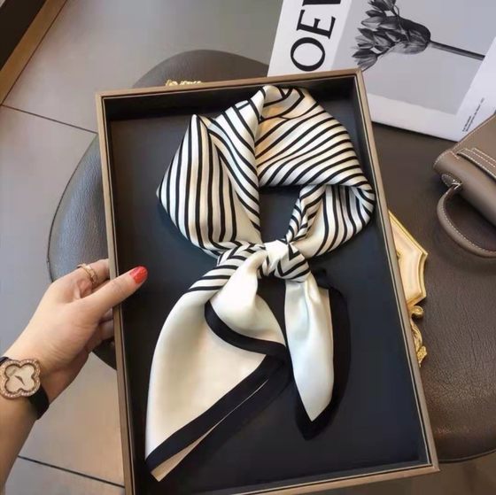 New 70 small square scarf silk scarf vintage three-dimensional letter printed silk scarf business wear scarf imitation silk scarf wholesale