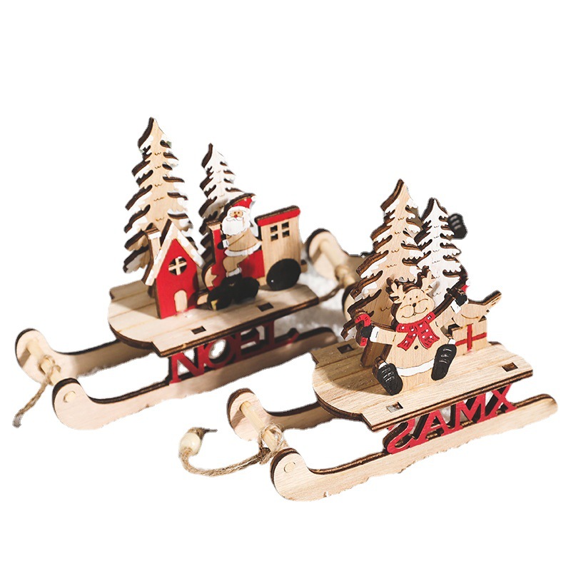 Transfronteriza nueva Navidad de madera creativa pequeños adornos colgantes adornos de Navidad decoraciones regalos