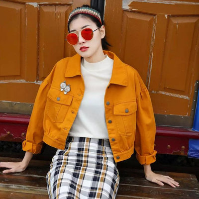 職業阿瑪施特品牌旗艦店2021春秋新款寬松休閑牛仔衣短外套潮ins