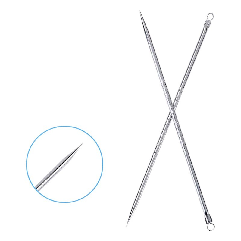 Двусторонняя игла из нержавеющей стали для удаления акне, инструмент для выдавливания прыщей, средство для удаления черных точек, палочка для лечения акне, оптовая продажа косметических инструментов