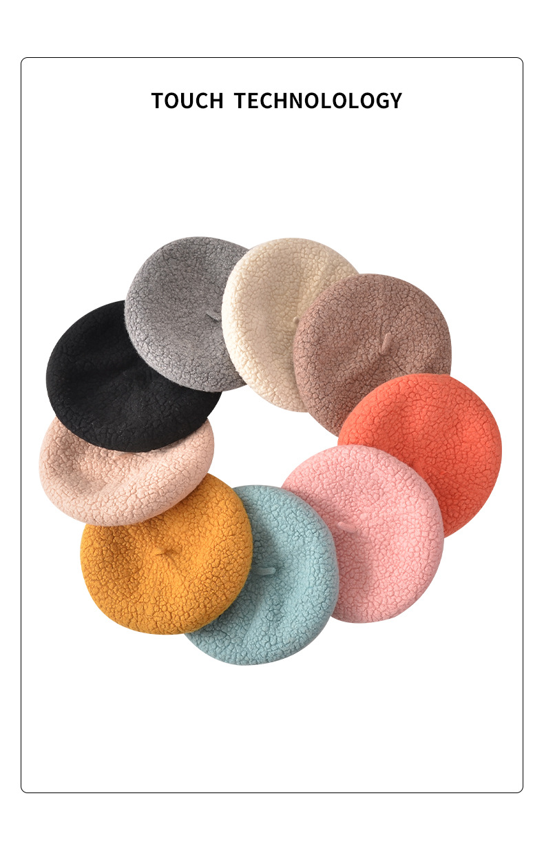 Unisex Wool beret Ladies winter Beanie pellet beret Painter cap Mushroom cap_voghion.com