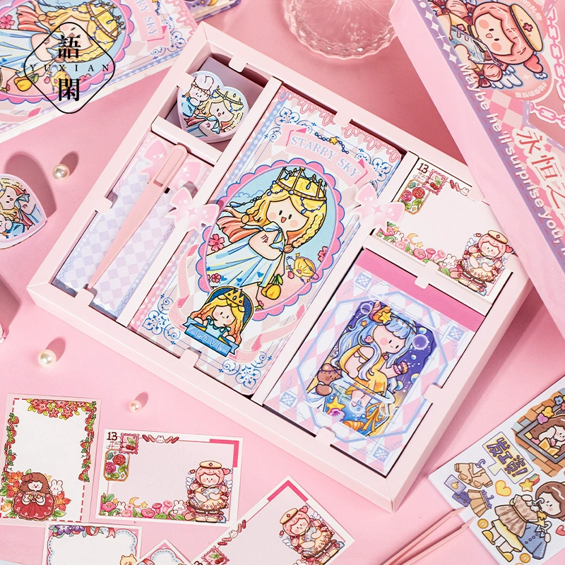 语闲 Gift box, cartoon base set for elementary school students, Birthday gift, scheduler