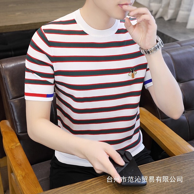 Adi's new summer men's cool-touch ice silk round-neck short-sleeve T-shirt, quick-drying, breathable, business casual, wholesale Adi's new summer men's cool-touch ice silk round-neck short-sleeve T-shirt, quick-drying, breathable, business casual, wholesale