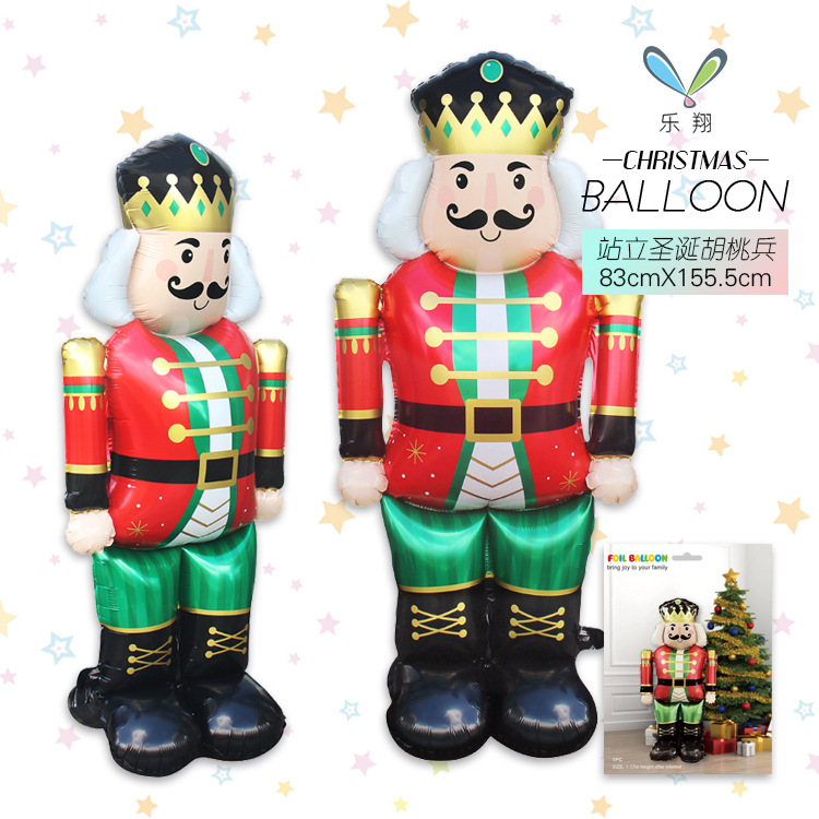 MECRLA 新款站立大号圣诞节铝膜气球 CHRISTMAS蘑菇屋胡桃兵雪人|undefined