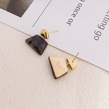 韩国大东门新款咖啡色水晶锆石耳饰高级感小众设计耳钉N1073