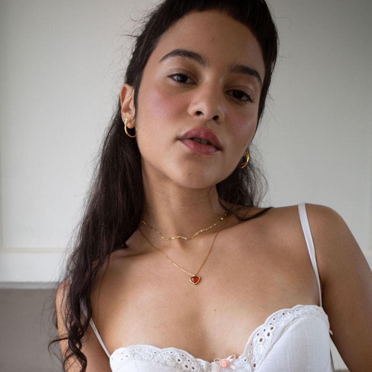 Title 5, Collier avec pendentif amour en agate rouge inc...