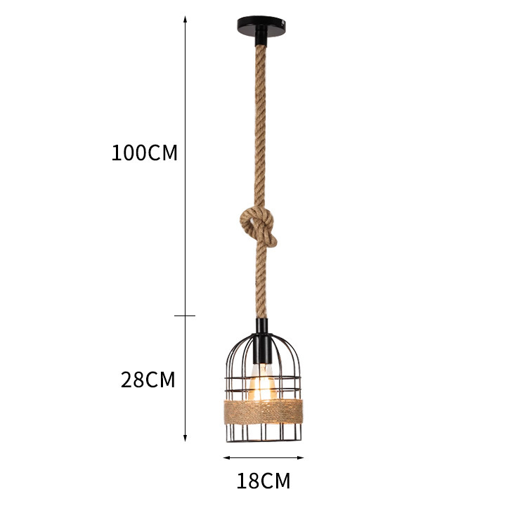 Candelabro personalizado de jaula de pájaro de cuerda de cáñamo retro de campo americano, restaurante, bar, cafetería, candelabro de cuerda de cáñamo de hierro forjado creativo