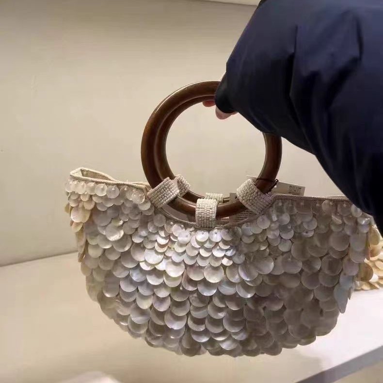 2025 春夏の新スタイルハイエンド純粋な手作り天然シェルバッグ妖精ハンドヘルドレディースバッグニッチバッグ個性トレンド|undefined