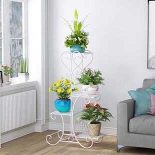Iron Multi-Layer Flower Stand Floor-Standing Multi-Functional Indoor Succulent Flower Pot Stand European-Style Living Room Balcony Flower Stand Zhao