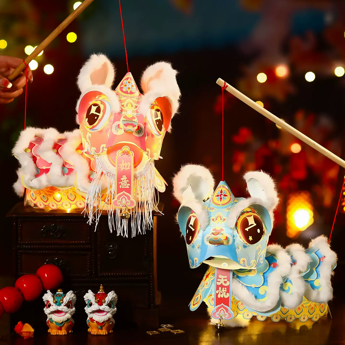 2026马年元宵醒狮灯笼儿童手提diy材料包花灯新年过年摆摊小商品