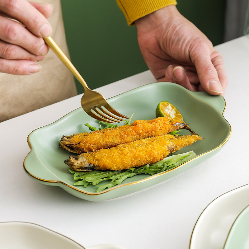 Tazón de fuente plato traje de luz de lujo moderno estilo nórdico vajilla de cerámica irregular luz creativa de lujo plato palillos caja de regalo