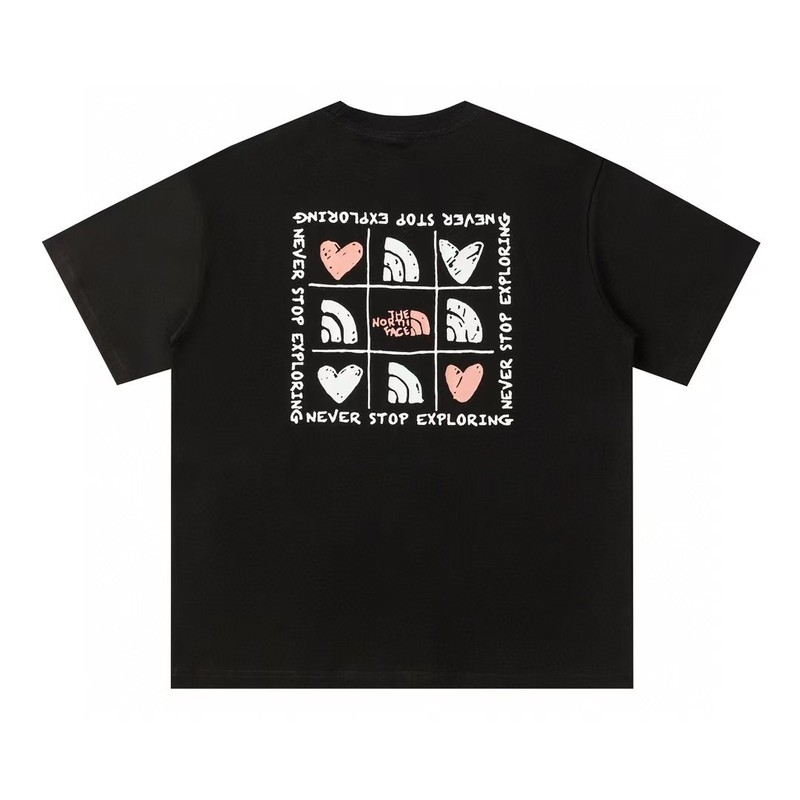 NTノースフェイスの純綿Tシャツの正しいバージョン、男性と女性用、カップル向けの同じスタイル、トレンディなプリント、幅広で多用途、カジュアル半袖|undefined