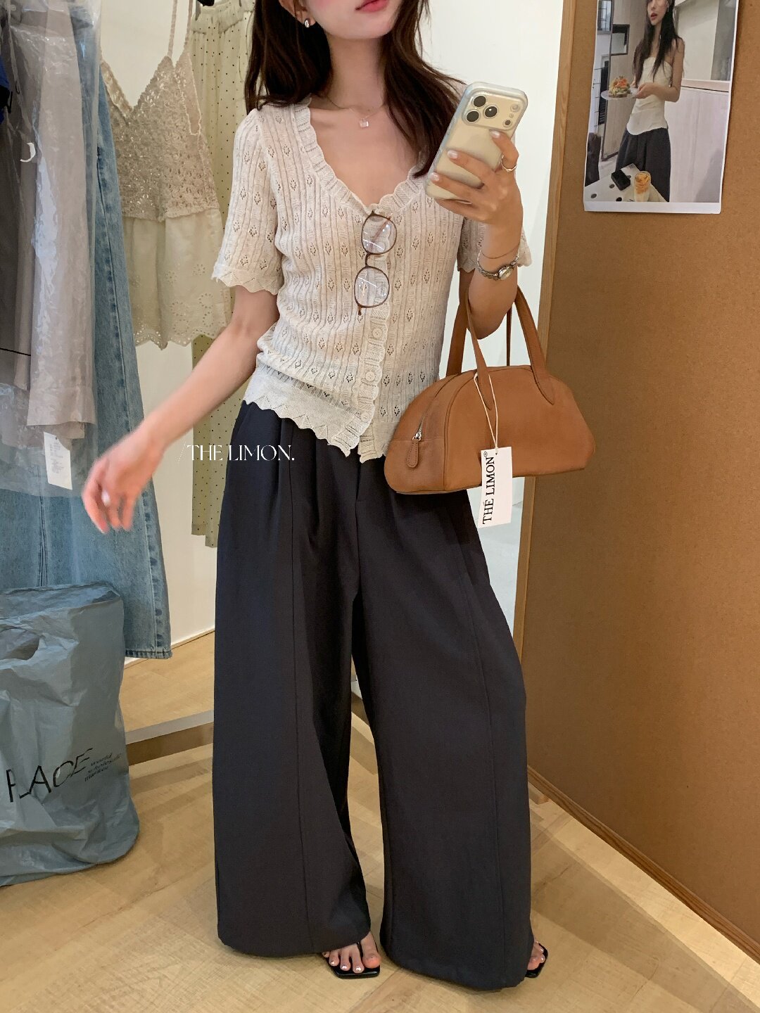 Quần culottes nữ ống rộng cạp cao dáng suông phong cách tối giản — màu đen, Xám cacbon, Xám bạc, màu trắng chi tiết 16