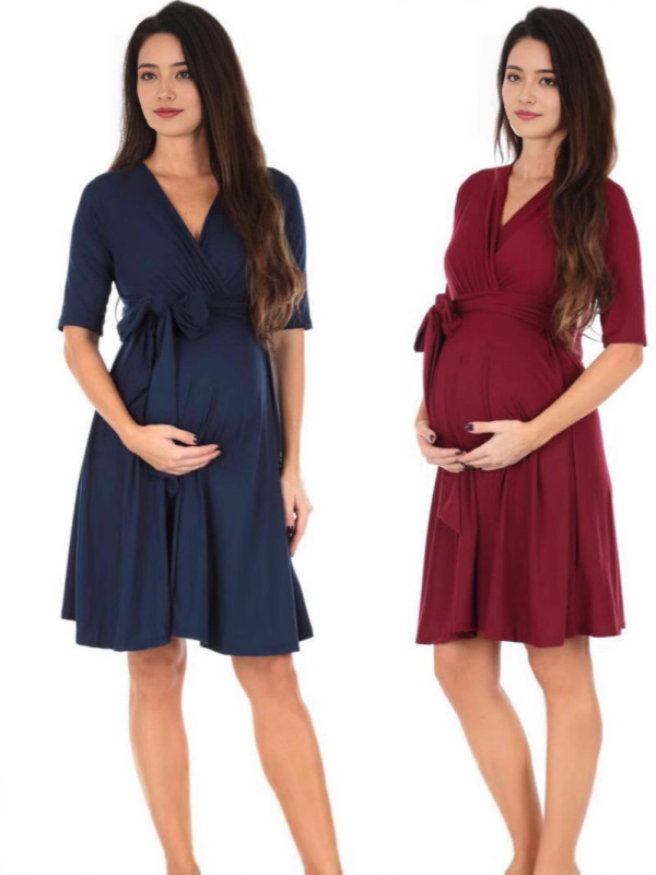 欧米の婦人服アマゾンeBay速売通wish新型純色妊婦ワンピース|undefined