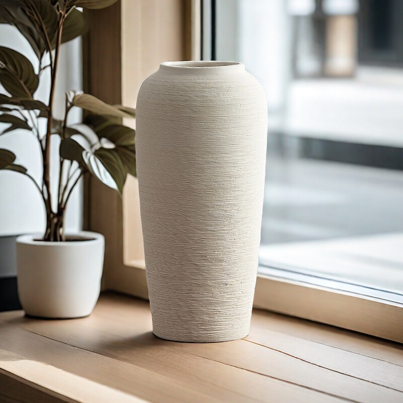 Vase Decoration Living Room Flower Arrangement Ceramic High-End Pottery Pot Wabi-Sabi Style Floor-Standing New Chinese Style Hydroponic Dried Flowers Stoneware