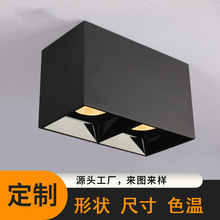 跨境款LED筒灯明装免开孔无主光源双头方形COB走廊过道天花射灯