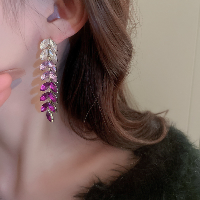 15g Weight 0.01µm Gold Plating Thickness Titanium Steel Ear Needle Material KC Golden Plated Plating Material Artificial Diamond Inlay Material 1 Pair Simple Style Leaf Inlay Alloy Drop Earrings