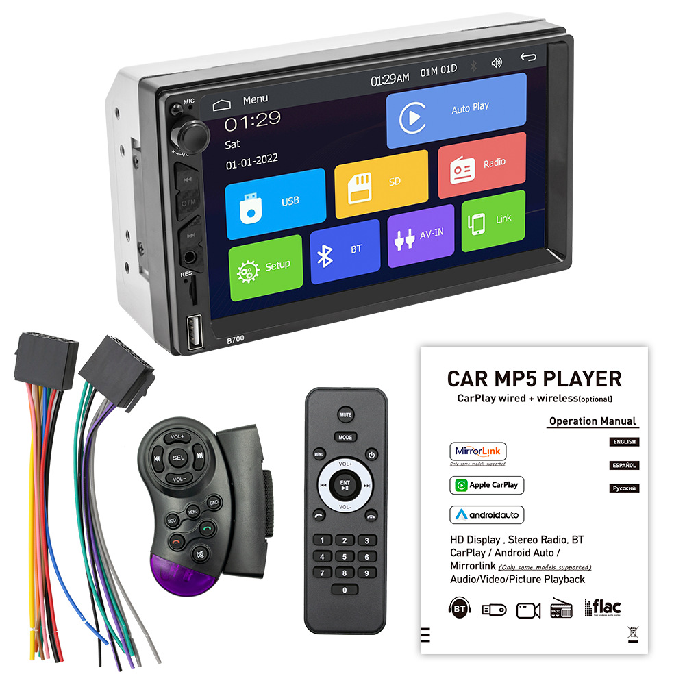 Transfronterizo de 7 pulgadas Apple carplay coche Bluetooth MP5 reproductor teléfono móvil interconexión marcha atrás coche control central navegación