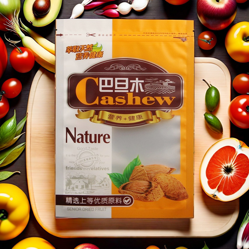 巴旦木包装袋巴旦木仁自封拉链铝箔透明袋加厚塑料炒货500克1斤装