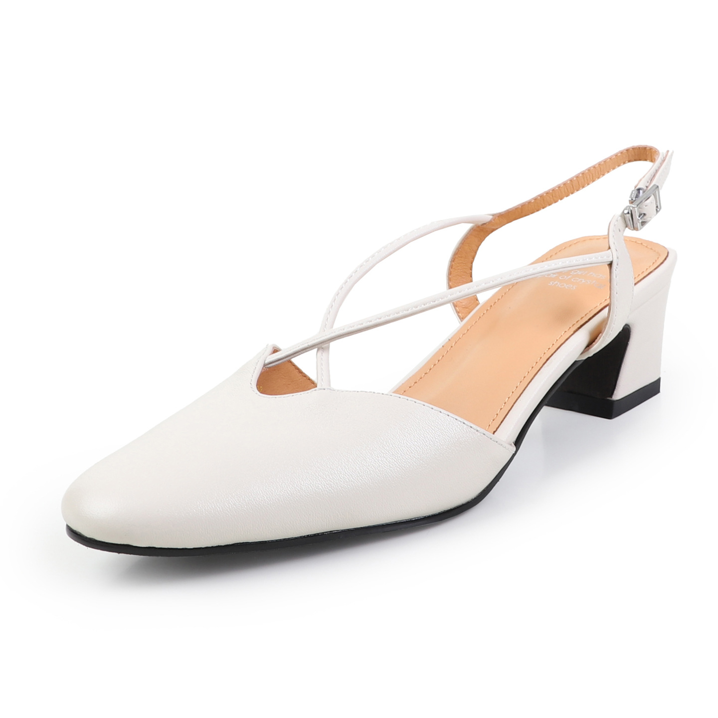Sandal nữ quai ngang mũi trùm gót vuông 5 cm phong cách Hàn Quốc — đen