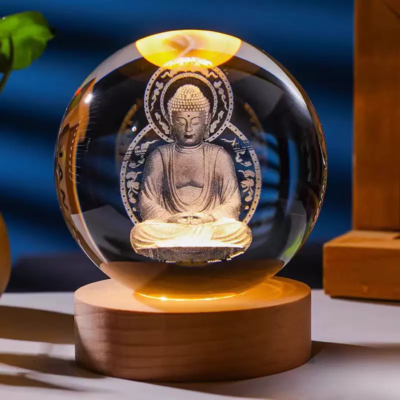 3D内雕水晶球观音菩萨印度神像佛祖佛堂寺庙供奉摆件盂兰盆节礼品