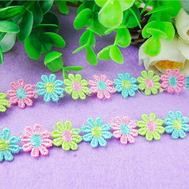 1.5cm多色水溶花个刺绣条码 裙边腰带发饰领袖口童装家纺 直销