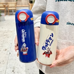 Ultraman children's thermos cup for boys food grade 316 straw water cup for primary school students to go to school special cup anti-fall