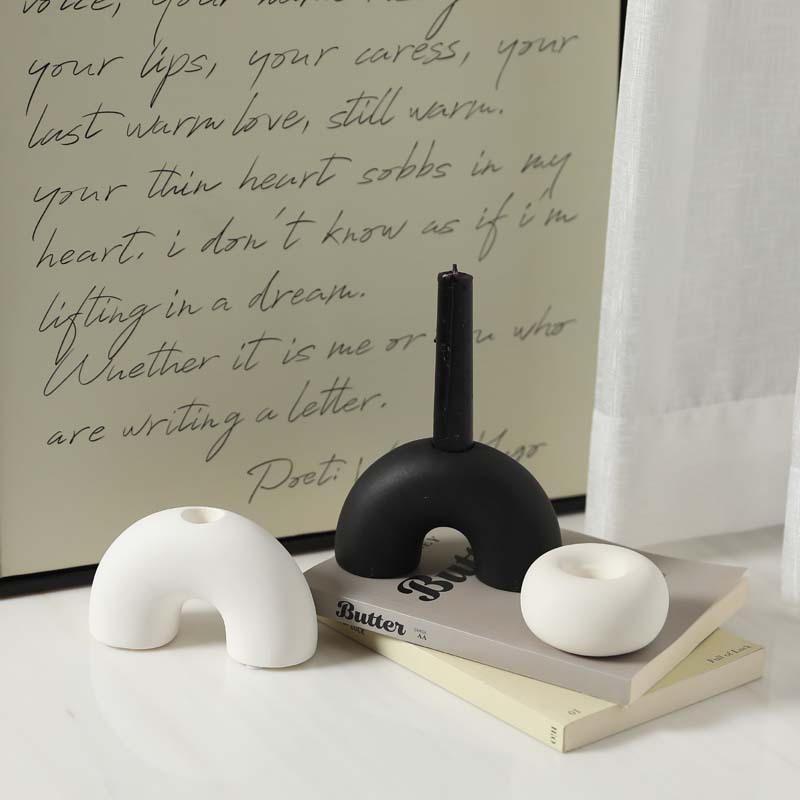 Inswind retro cerámica decoración de mesa decoración de la sala de estar a la luz de las velas cenar atmósfera props soporte de velas