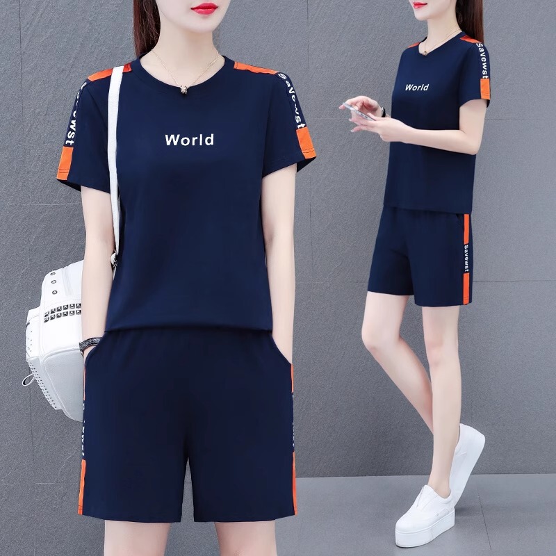 Pure Cotton Sports Suit for Women, Summer 2026 New Style, Short-Sleeved Shorts, Middle-Aged Mom's Summer Outfit, Loose and Stylish Two-Piece Set