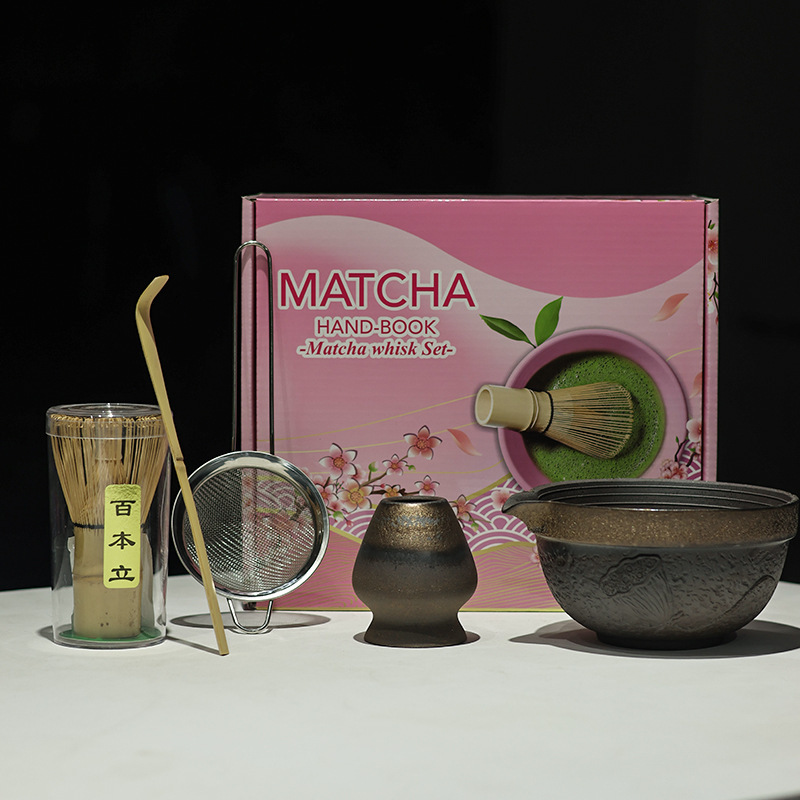 日式带嘴抹茶碗创意奶酪陶瓷打抹茶用具套装茶筅立点茶碗茶道配件|undefined