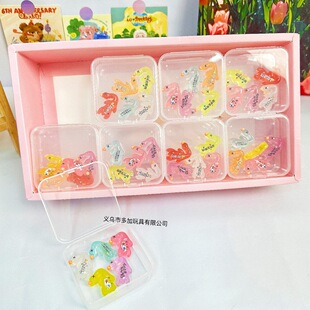 B Colorful Duck Luminous Small Roast Duck with Storage Box Diy Resin Accessories Keychain Refrigerator Stickers Trendy Play Bag Hanging