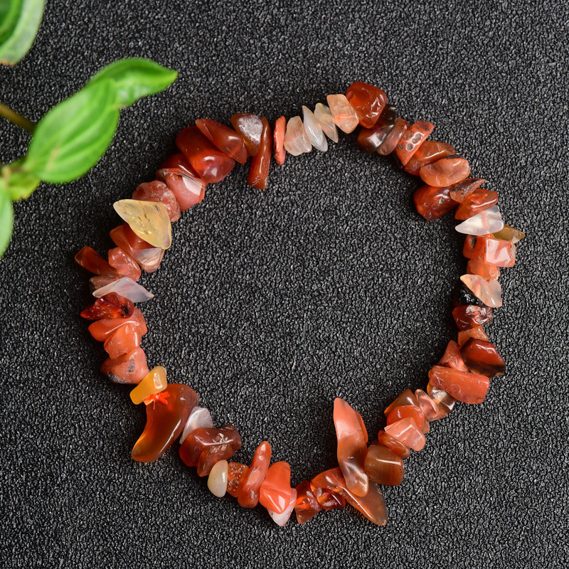 Pulsera de anillo único de piedra de cuartil natural irregular pulsera de cuerda elástica de piedra original estilo fresco simple y versátil