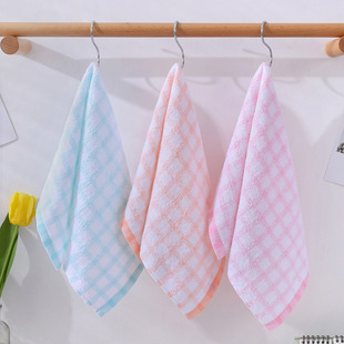 Pure Cotton Kidsren's Towel 21 Pieces Single Yarn Plaid Small Towel Soft and Absorbent Kidsren's Home Daily Face Washcloth