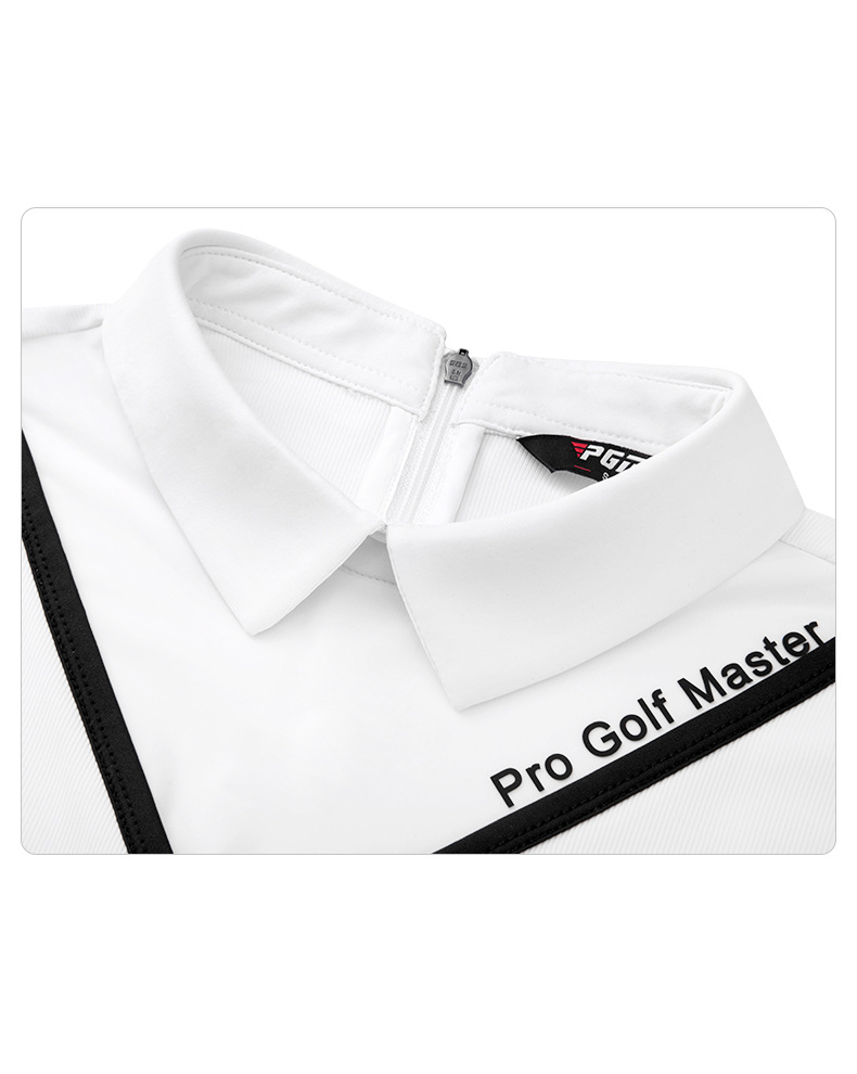 Áo thun golf nữ dài tay mùa hè dây lưng thun thoáng khí — YF476-Đen, YF476-màu trắng chi tiết 15
