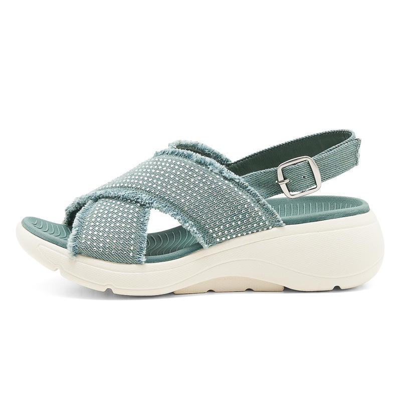 398-12 Inventario 2025 nuevo tipo de diamante de fondo grueso ligero antideslizante cómodo ocio MD sandalias deportivas de hebilla