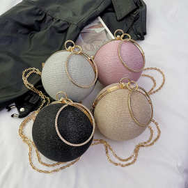 个性设计球形包包2023欧美时尚手提小圆包潮轻奢单肩斜挎链条包包
