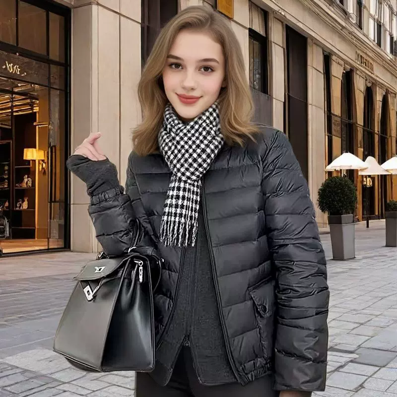 轻薄羽绒服女立领长袖短款外套白鸭绒秋冬显瘦百搭通勤休闲上衣