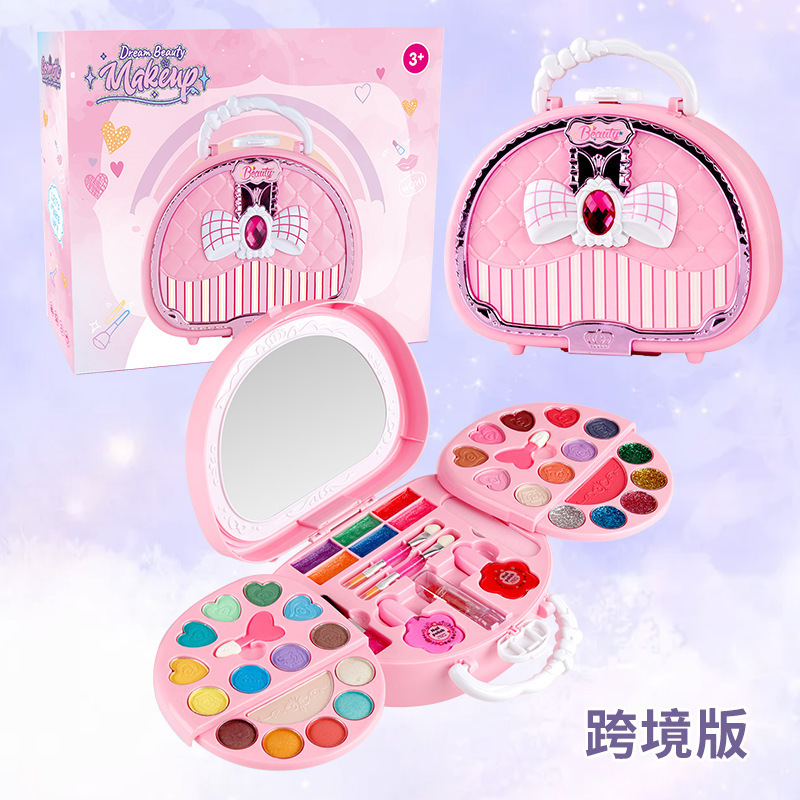 Niños y niñas transfronterizos maquillaje caja de maquillaje juegos de joyería lavable esmalte de uñas lápiz labial sombra de ojos mesa de maquillaje