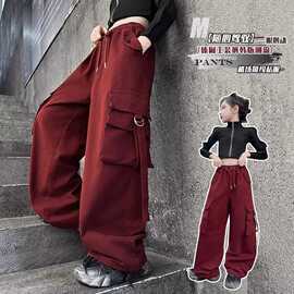女童工装裤春秋2025韩版新款儿童洋气街舞裤子女孩春秋宽松阔腿裤