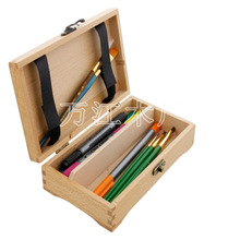 仿古实木方形文具收纳盒 美术素描铅笔盒
