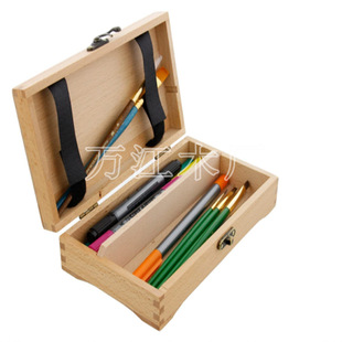 Antique solid wood square stationery storage box art Sketch Pencil Case