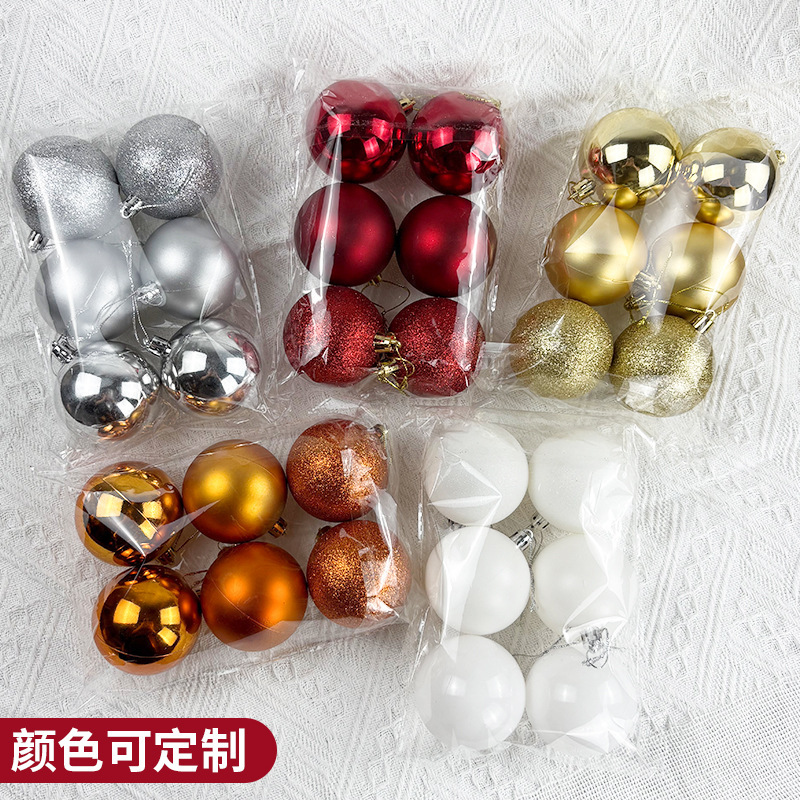 クリスマス装飾 4/6/8 センチメートルプラスチックカラー電気メッキクリスマスボールセットクリスマスツリーペンダントホリデーデコレーション|undefined