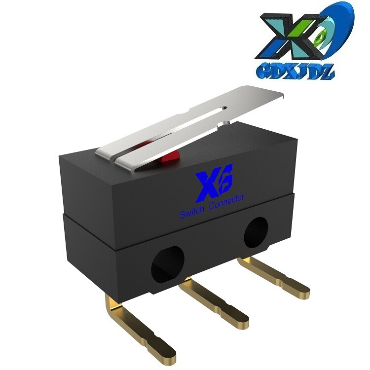 Micro Switch with Side Insertion, Small Size, Crimped Spring Button Switch with Bent Legs, Spring Travel Micro Switch 3A Micro Switch with Side Insertion, Small Size, Crimped Spring Button Switch with Bent Legs, Spring Travel Micro Switch 3A