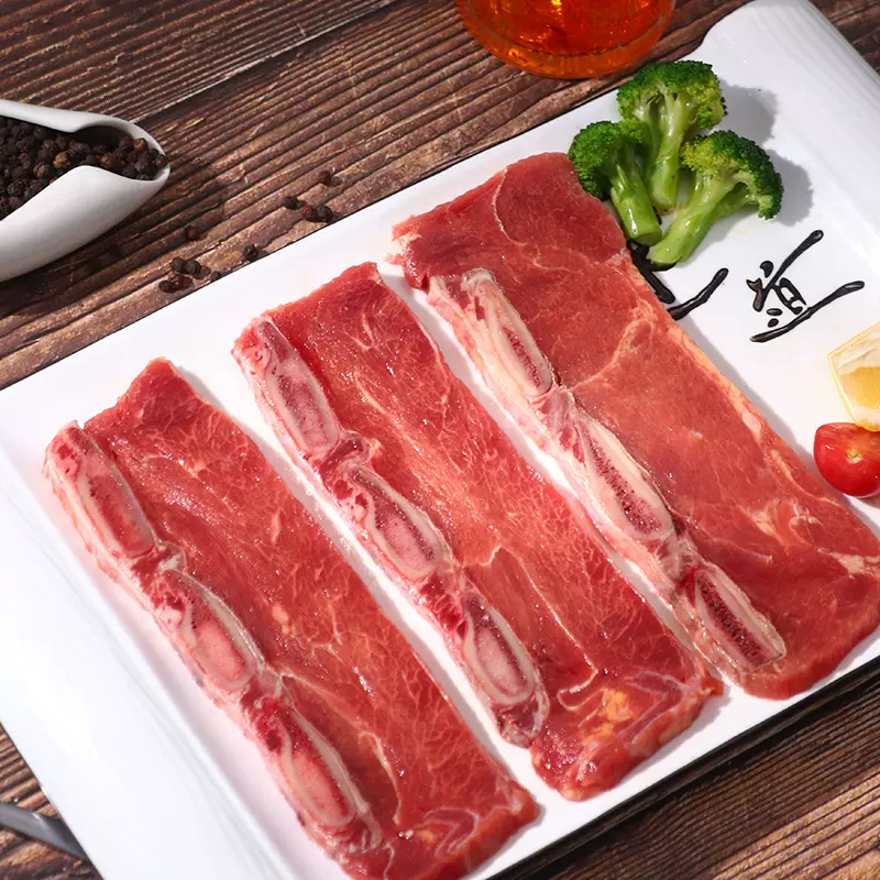 腌制黑椒切块牛仔骨牛排安格斯带骨牛肋条排冷冻牛肉400g烤肉
