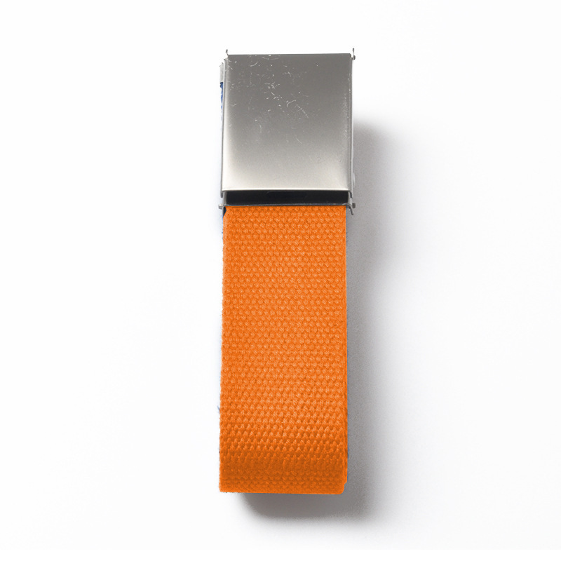 Cinturón lona de algodón tejido de poliéster directo de fábrica cinturón de hebilla Lisa esmerilado cinturón de color caramelo opcional multicolor